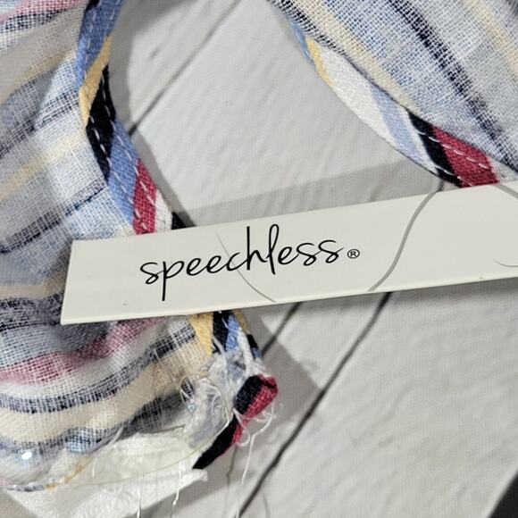 Speechless Linen Multi Color Striped Sleeveless V Neck Dress XL NWT - Picture 6 of 9